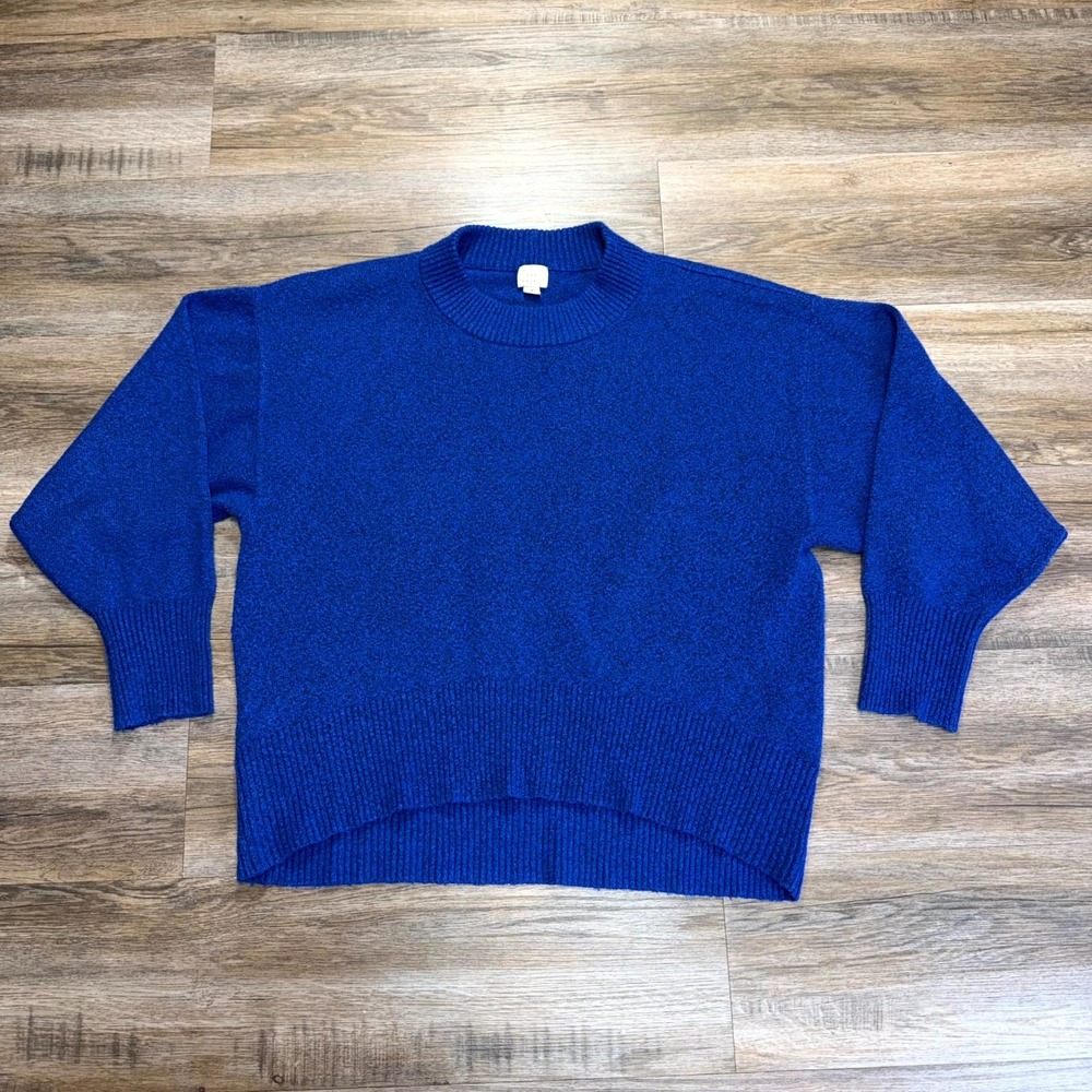 A New Day Long-Sleeve Cobalt Blue Sweater Womens Medium Ribbed Crew Neckline